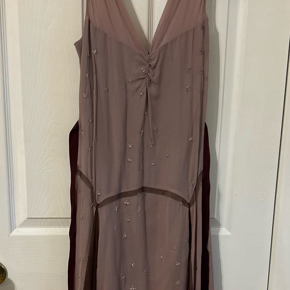 BCBG Mauve Embellished Dress  100% SILK